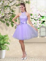 Most Popular Knee Length A-line Sleeveless Lilac Quinceanera Court of Honor Dress Lace Up