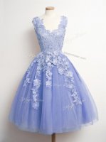 Hot Selling Lavender Sleeveless Tulle Lace Up Dama Dress for Prom and Party and Wedding Party(SKU SWBD165-5BIZ)