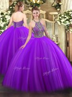 Purple Ball Gowns Beading Quinceanera Dresses Lace Up Tulle Sleeveless Floor Length(SKU SJQDDT1000002BIZ)