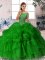Dazzling Ball Gowns Sleeveless Green Quinceanera Dress Brush Train Zipper