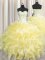 Visible Boning Zipper Up Ball Gowns Ball Gown Prom Dress Light Yellow Sweetheart Organza Sleeveless Floor Length Zipper