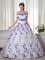 Smart Floor Length Lace Up Quince Ball Gowns White for Military Ball and Sweet 16 and Quinceanera with Embroidery