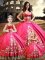 Nice Floor Length Lace Up Vestidos de Quinceanera Hot Pink for Military Ball and Sweet 16 and Quinceanera with Beading and Embroidery