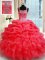 Sumptuous Pick Ups Straps Sleeveless Zipper Sweet 16 Quinceanera Dress Coral Red Organza