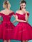 Knee Length A-line Cap Sleeves Red Damas Dress Lace Up