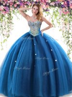 Classical Sweetheart Sleeveless Tulle Ball Gown Prom Dress Beading Lace Up