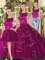 Edgy Fuchsia Scoop Neckline Ruffles Quinceanera Gown Sleeveless Lace Up
