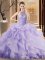 Lavender Sleeveless Sweep Train Beading and Ruffles Quinceanera Dress
