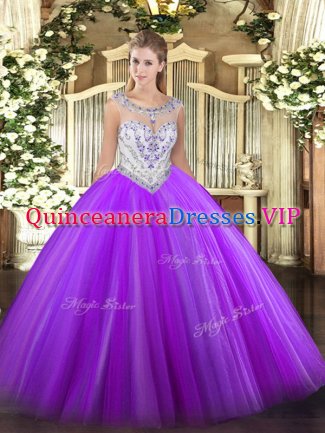 Glorious Sleeveless Zipper Floor Length Beading Quinceanera Dress