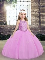 Scoop Sleeveless Lace Up Pageant Dress for Teens Lilac Tulle
