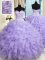 Lavender Ball Gowns Organza Sweetheart Sleeveless Beading and Ruffles Floor Length Lace Up Quinceanera Dresses