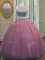 Pink Two Pieces Scoop Sleeveless Tulle Floor Length Zipper Ruffled Layers and Sashes ribbons Sweet 16 Dress