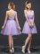 Organza One Shoulder Sleeveless Lace Up Lace Vestidos de Damas in Lavender