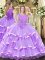 Flare Ball Gowns Vestidos de Quinceanera Lavender Scoop Organza Sleeveless Floor Length Zipper
