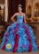 Jeannette Pennsylvania/PA Multi-color Beaded Decorate Bust Quinceanera Dresses With Organza
