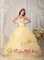 Beaver Creek Colorado/CO Beautiful Organza Light Yellow Sweetheart Quinceanera Dress With Appliques and Hand Made Flowers