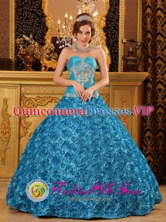 Bridgend Mid Glamorgan Classical Teal Sweetheart Quinceanera Dress For Appliques With Rolling Flowers Ball Gown