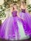 Glorious Ball Gowns Quinceanera Gowns Lavender Strapless Tulle Sleeveless Floor Length Lace Up