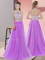 Lavender Sleeveless Floor Length Lace Zipper Dama Dress for Quinceanera(SKU BMT0385BIZ)