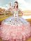 Sweetheart Sleeveless Lace Up Sweet 16 Dresses Peach Organza and Taffeta