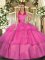 Custom Made Ruffled Layers Quinceanera Gown Fuchsia Lace Up Sleeveless Floor Length