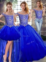 Admirable Floor Length Royal Blue Sweet 16 Quinceanera Dress Off The Shoulder Sleeveless Lace Up(SKU SJQDDT2105007ABIZ)