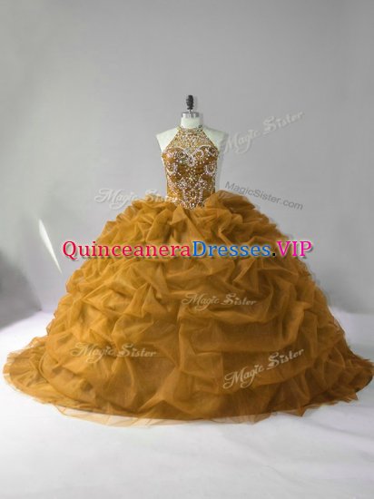 Custom Made Organza Sleeveless Quinceanera Gowns and Beading - Click Image to Close