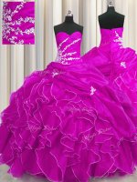 Admirable Fuchsia Sleeveless Beading and Appliques and Ruffles Floor Length Ball Gown Prom Dress(SKU PSSW0507-10BIZ)