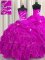 Admirable Fuchsia Sleeveless Beading and Appliques and Ruffles Floor Length Ball Gown Prom Dress