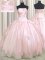 Fabulous Baby Pink Lace Up Strapless Beading and Appliques Quinceanera Gown Taffeta Sleeveless