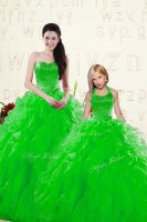 Romantic Sweetheart Sleeveless Organza Quinceanera Dresses Beading and Ruffles Lace Up