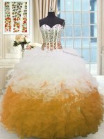 Multi-color Organza Lace Up Sweet 16 Dress Sleeveless Floor Length Beading and Ruffles