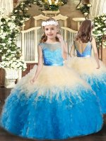Latest Sleeveless Lace Floor Length Backless Little Girls Pageant Dress Wholesale in Multi-color with Lace and Ruffles(SKU PAG1092BIZ)