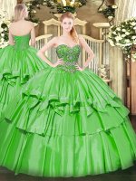 Ball Gowns Beading and Ruffled Layers 15 Quinceanera Dress Lace Up Organza and Taffeta Sleeveless Floor Length(SKU SJQDDT1552002BIZ)