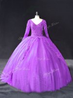 Luxury Floor Length Ball Gowns Long Sleeves Purple Vestidos de Quinceanera Lace Up(SKU PSSW1139-1BIZ)