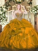 Organza Sleeveless Floor Length Sweet 16 Dresses and Beading and Ruffles