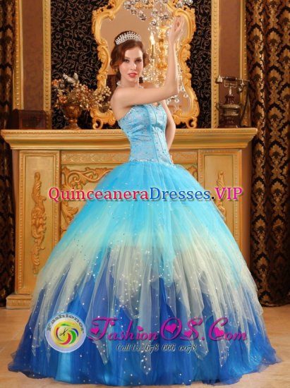 Mendoza Argentina Gorgeous Multi-color Blue Quinceanera Dress with Sweetheart Neckline and Beading Decorate - Click Image to Close