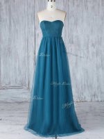 Suitable Sleeveless Floor Length Appliques Side Zipper Damas Dress with Teal