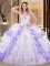 Cheap Sleeveless Lace Up Floor Length Embroidery and Ruffled Layers 15 Quinceanera Dress