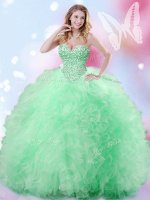 On Sale Floor Length Apple Green Quince Ball Gowns Sweetheart Sleeveless Lace Up