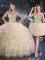 Floor Length Ball Gowns Sleeveless Light Yellow Quince Ball Gowns Lace Up