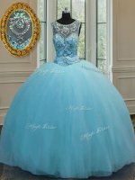 Fantastic Baby Blue Scoop Neckline Beading 15 Quinceanera Dress Sleeveless Lace Up(SKU PSSW075-8BIZ)