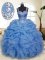 Fancy Pick Ups Floor Length Blue Quince Ball Gowns Straps Sleeveless Zipper