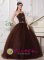Two Harbors Minnesota/MN Rhinestones Decorate Bodice Modest Brown Quinceanera Dress Sweetheart Floor-length Tulle Ball Gown