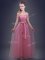 On Sale Off the Shoulder Tulle Sleeveless Floor Length Vestidos de Damas and Ruching and Bowknot