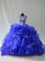 Affordable Royal Blue Sleeveless Beading Floor Length 15 Quinceanera Dress