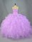 Lavender Organza Lace Up Sweet 16 Dress Sleeveless Floor Length Beading and Ruffles