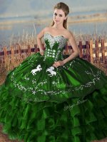 Elegant Sweetheart Sleeveless Satin and Organza Sweet 16 Quinceanera Dress Embroidery and Ruffles Lace Up(SKU XBQD165-10BIZ)