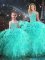 Pretty Floor Length Ball Gowns Sleeveless Turquoise Sweet 16 Dress Lace Up
