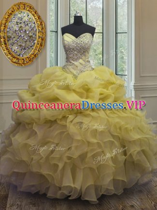 Superior Sleeveless Beading and Ruffles and Pick Ups Lace Up Sweet 16 Dress
